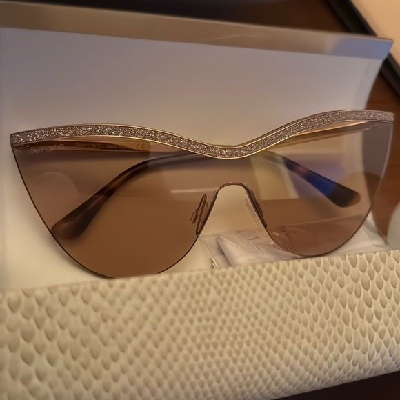 JIMMY CHOO KRISTEN SUNGLASSES - Trendy Shield Mask Silhouette Sunglasses - Picture 3 of 5